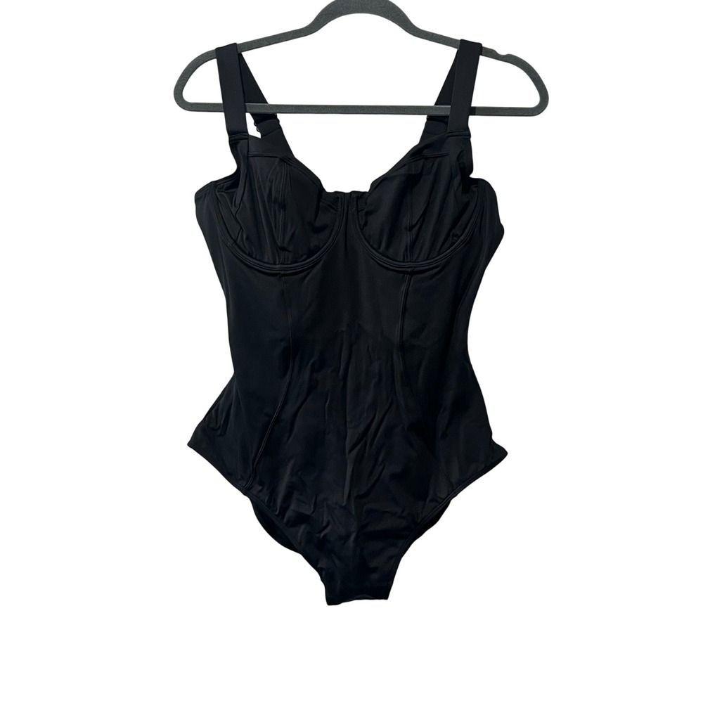 TA3 Lifty One Piece Swimsuit Black Underwire Lace‎ Up Back XL Reg/Long B/C Cup